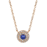 WHITE GOLD DIAMOND & BLUE SAPPHIRE NECKLACE