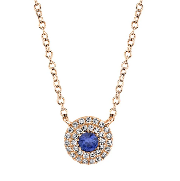 WHITE GOLD DIAMOND & BLUE SAPPHIRE NECKLACE