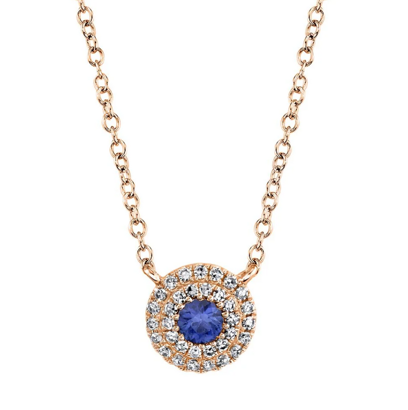 WHITE GOLD DIAMOND & BLUE SAPPHIRE NECKLACE