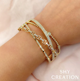 14K Yellow Diamond Multi Row Bangle