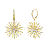 14K Yellow Gold Diamond Flower Earrings-Earrings-Maurice's Jewelers-