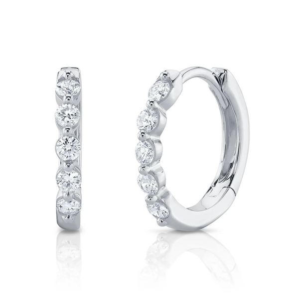 WHITE GOLD DIAMOND HUGGIE EARRING
