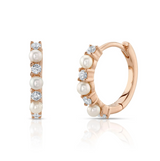 ROSE GOLD DIAMOND & CULTURED PEARL HUGGIE EARRING