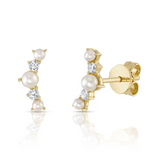 WHITE GOLD DIAMOND & CULTURED PEARL STUD EARRING
