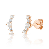 WHITE GOLD DIAMOND & CULTURED PEARL STUD EARRING
