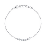 WHITE GOLD DIAMOND BEZEL FACETED BALL CHAIN BRACELET