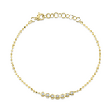 WHITE GOLD DIAMOND BEZEL FACETED BALL CHAIN BRACELET
