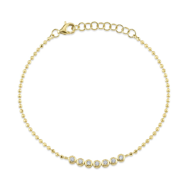 ROSE GOLD DIAMOND BEZEL FACETED BALL CHAIN BRACELET