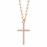 ROSE GOLD DIAMOND CROSS SPARKLE CHAIN NECKLACE