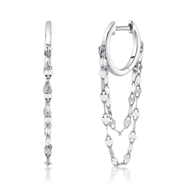 WHITE GOLD DIAMOND HUGGIE EARRING