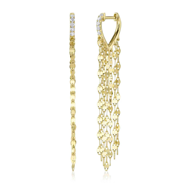YELLOW GOLD DIAMOND FRINGE EARRING