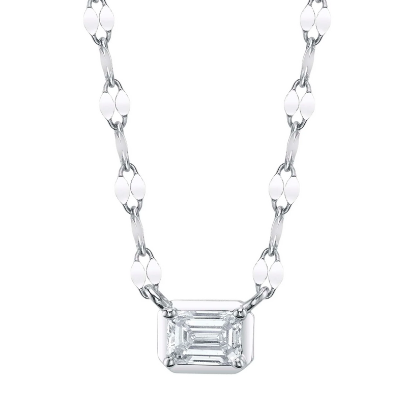 YELLOW GOLD DIAMOND EMERALD SPARKLE CHAIN NECKLACE