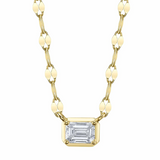 YELLOW GOLD DIAMOND EMERALD SPARKLE CHAIN NECKLACE