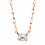 YELLOW GOLD DIAMOND EMERALD SPARKLE CHAIN NECKLACE