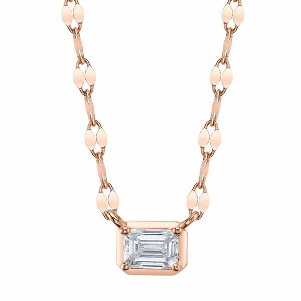 YELLOW GOLD DIAMOND EMERALD SPARKLE CHAIN NECKLACE