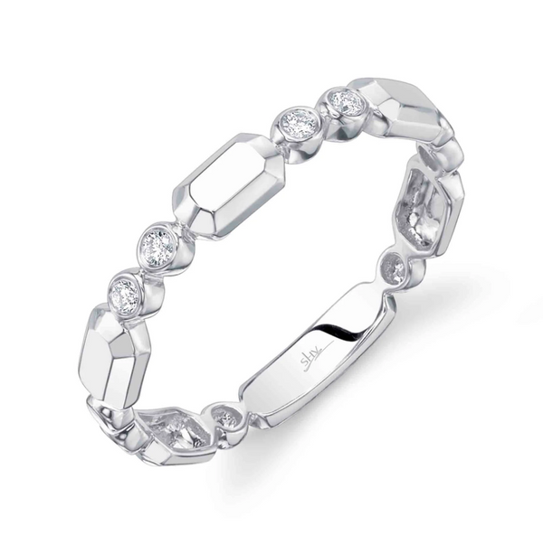 WHITE GOLD DIAMOND BEZEL GEO CUT BAND