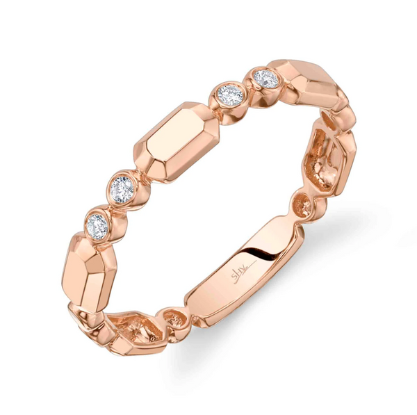 YELLOW GOLD DIAMOND BEZEL GEO CUT BAND