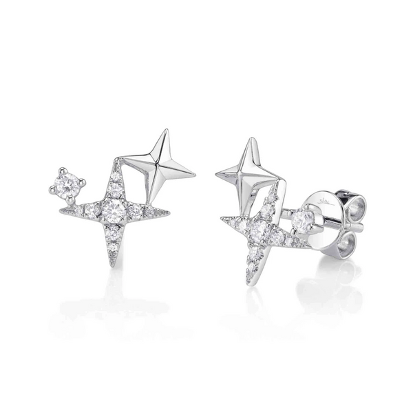 WHITE GOLD DIAMOND STAR STUD EARRING (Copy)