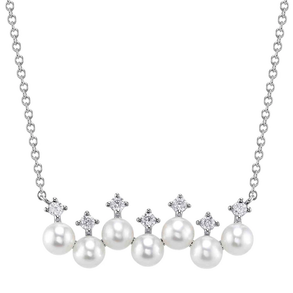 WHITE GOLD DIAMOND & CULTURED PEARL NECKLACE