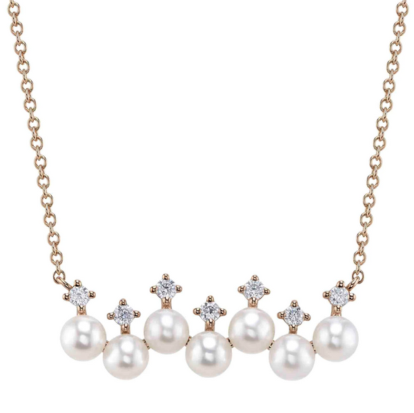 YELLOW GOLD DIAMOND & CULTURED PEARL NECKLACE