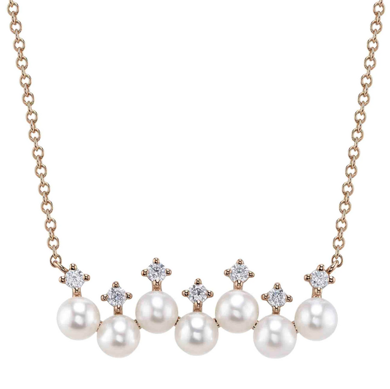 YELLOW GOLD DIAMOND & CULTURED PEARL NECKLACE