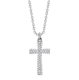 YELLOW GOLD DIAMOND PAVE CROSS NECKLACE
