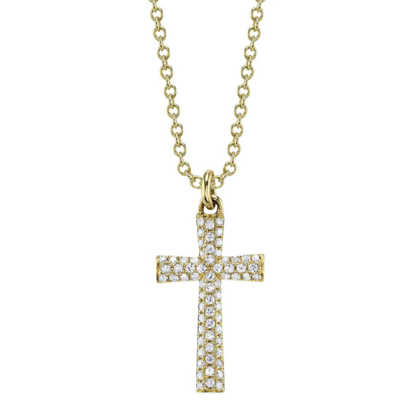 ROSE GOLD DIAMOND PAVE CROSS NECKLACE