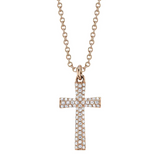 YELLOW GOLD DIAMOND PAVE CROSS NECKLACE