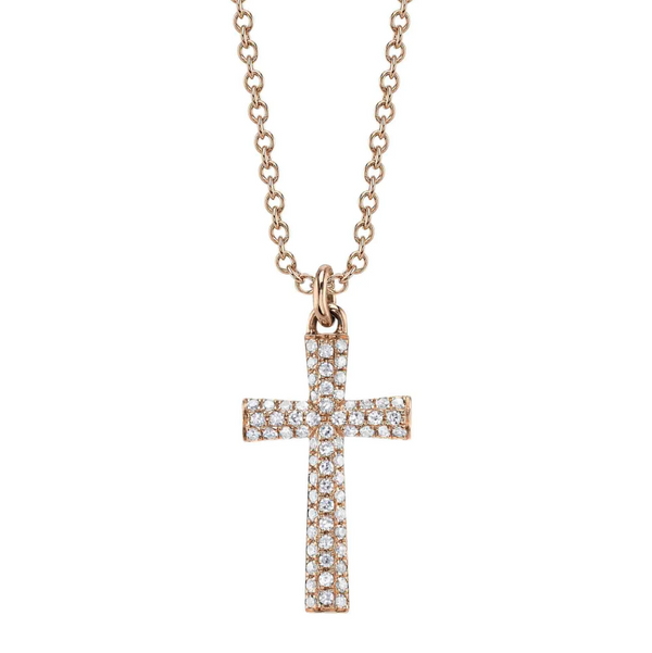 WHITE GOLD DIAMOND PAVE CROSS NECKLACE