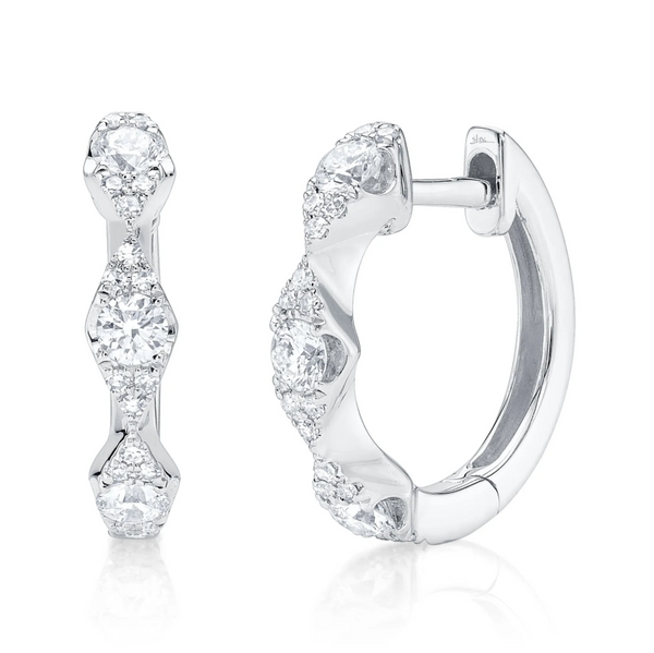 WHITE GOLD DIAMOND HUGGIE EARRING