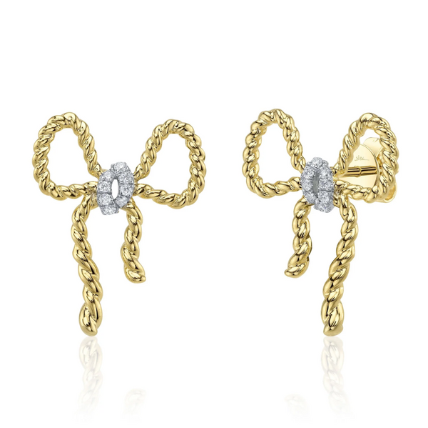 ROSE GOLD DIAMOND BOW STUD EARRING