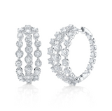 WHITE GOLD DIAMOND CROWN SETTING HOOP EARRING