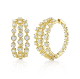 WHITE GOLD DIAMOND CROWN SETTING HOOP EARRING