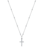 14K ROSE DIAMOND PETITE  CROSS BEADED NECKLACE