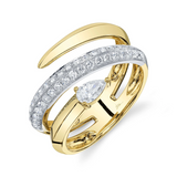 TWO TONE YELLOW GOLD DIAMOND PEAR RING