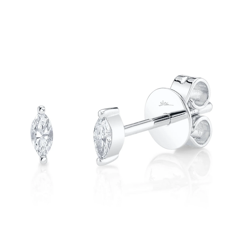 WHITE GOLD DIAMOND MARQUISE STUD EARRING