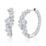 YELLOW GOLD DIAMOND MARQUISE PEAR HOOP EARRING