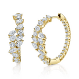 YELLOW GOLD DIAMOND MARQUISE PEAR HOOP EARRING