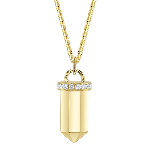 YELLOW GOLD DIAMOND PENDULUM CHOPIN CHAIN NECKLACE