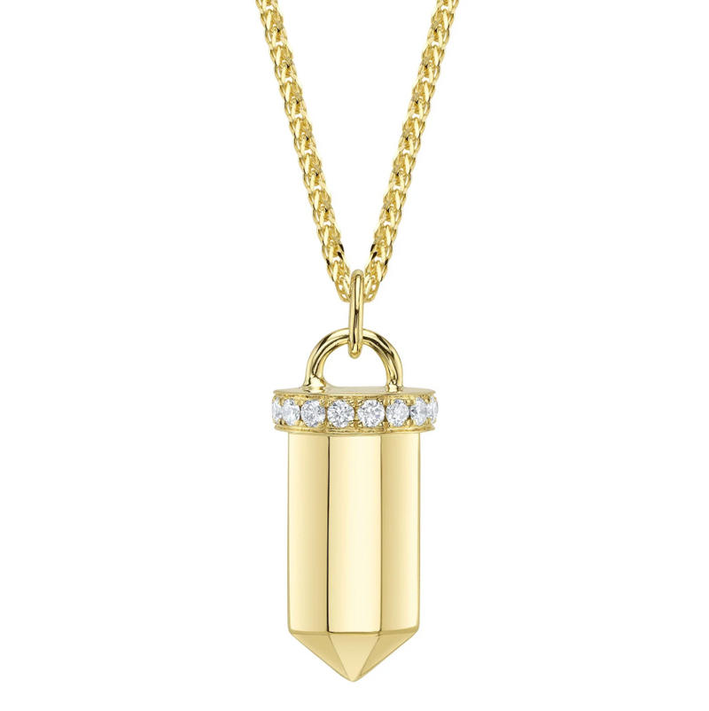 YELLOW GOLD DIAMOND PENDULUM CHOPIN CHAIN NECKLACE