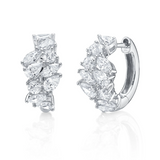 YELLOW GOLD DIAMOND MARQUISE PEAR ICY HOOP EARRING