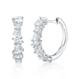 YELLOW GOLD DIAMOND MARQUISE PEAR ICY HOOP EARRING