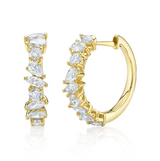 YELLOW GOLD DIAMOND MARQUISE PEAR ICY HOOP EARRING