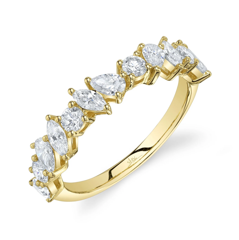 YELLOW GOLD DIAMOND MARQUISE PEAR ICY RING