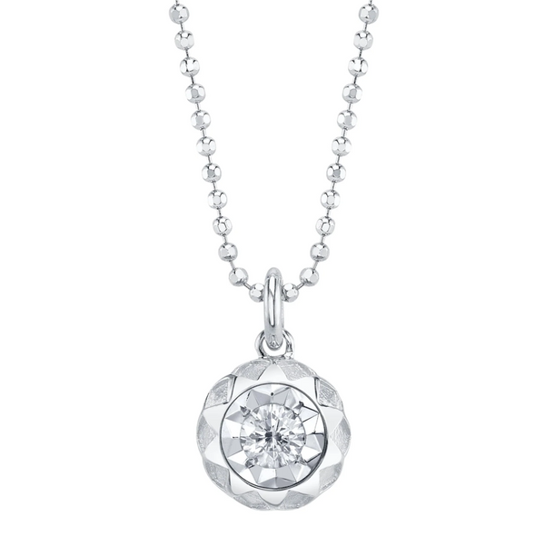 WHITE GOLD DIAMOND FACETED BALL CHAIN NECKLACE
