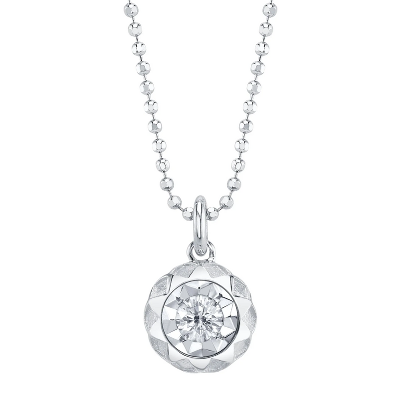 WHITE GOLD DIAMOND FACETED BALL CHAIN NECKLACE