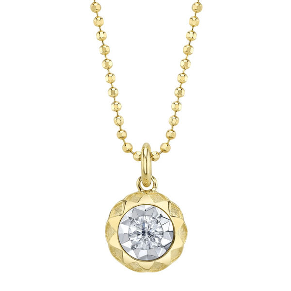 WHITE GOLD DIAMOND FACETED BALL CHAIN NECKLACE