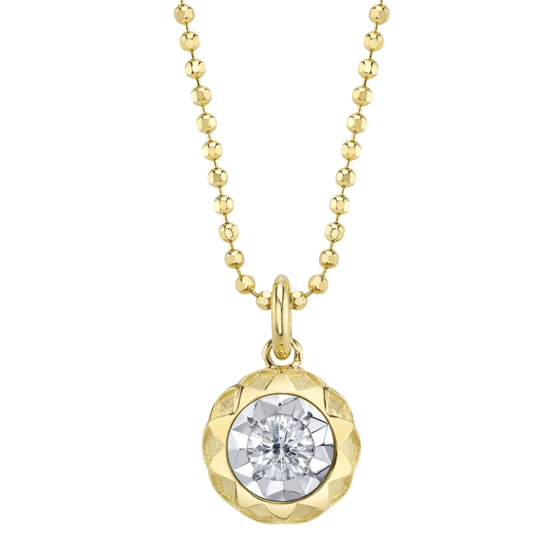 WHITE GOLD DIAMOND FACETED BALL CHAIN NECKLACE