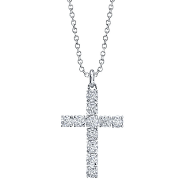 WHITE GOLD DIAMOND CROSS NECKLACE