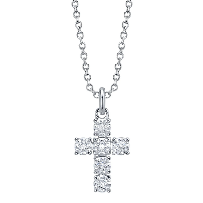 WHITE GOLD DIAMOND CROSS NECKLACE